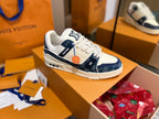 Louis Vuitton LV Trainer Sneaker Monogram Denim White Blue - New In Box